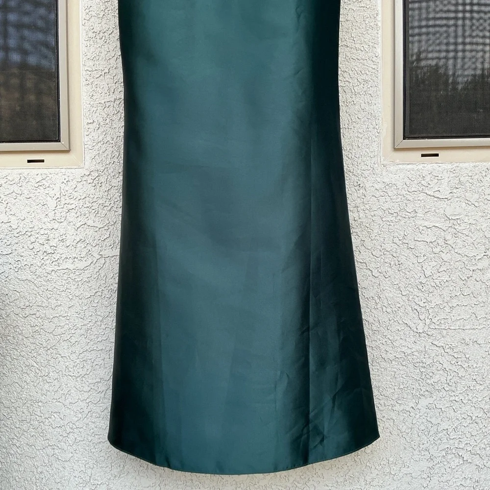 NWT Alfred Sung Linden One Shoulder Bow Satin Trumpet Gown Dress Size 10 D863 - Picture 11 of 13